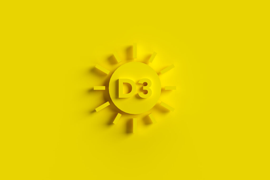 Symbol słońca oraz napis D3 na żółtym tle.